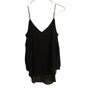 Express Double Layer V Neck Flowy Tank Black Medium